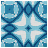 Modernes geometrisches Fliesenmuster Denim Blue & Stoff (Nahaufnahme)