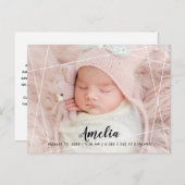 Modernes geometrisches Foto Brith Ankündigungspostkarte (Vorne/Hinten)