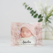 Modernes geometrisches Foto Brith Ankündigungspostkarte (Stehend Vorderseite)