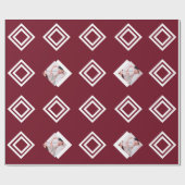 Modernes geometrisches Foto Burgund Geschenkpapier (Flach)