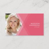 Modernes geometrisches Foto mit rosa und Aquamarin Visitenkarte (Vorderseite)