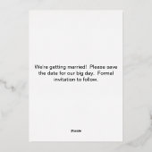 Modernes geometrisches Foto Save the Date Folieneinladung (Rückseite)