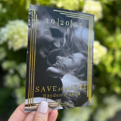 Modernes geometrisches Foto Save the Date Folieneinladung