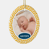 Modernes geometrisches, gelbes Foto Keramik Ornament (Rechts)