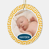 Modernes geometrisches, gelbes Foto Keramik Ornament (Links)