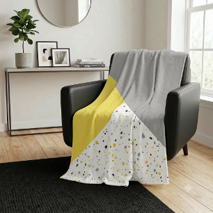 Modernes geometrisches, gelbes Terrazzo-Muster Fleecedecke