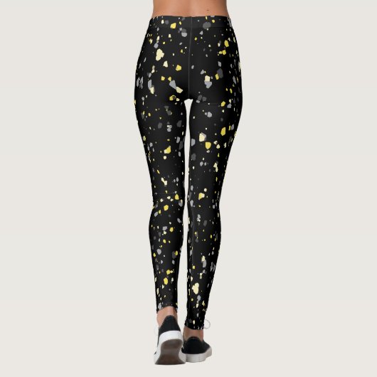 Modernes geometrisches, gelbes Terrazzo-Muster Leggings (Rückseite)