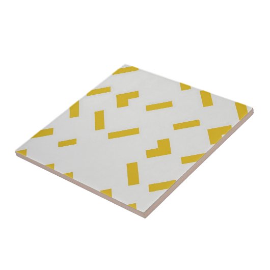 Modernes geometrisches gelbes und weißes Muster Fliese (Seite)