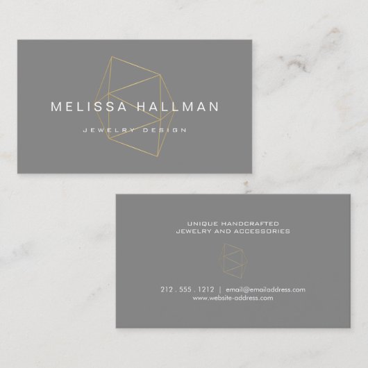 Modernes geometrisches Gemstone Grau Visitenkarte (Vorne/Hinten)