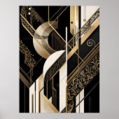 Modernes, geometrisches Gold im Art Deco 1920 Schw Poster (Vorne)
