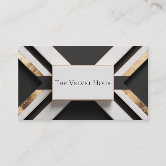 Modernes geometrisches Gold Leaf Schwarz/Weiß Visitenkarte (Vorderseite)