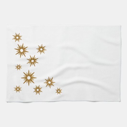 Modernes geometrisches Gold-Sternexplosion-Design  Geschirrtuch (Horizontal)