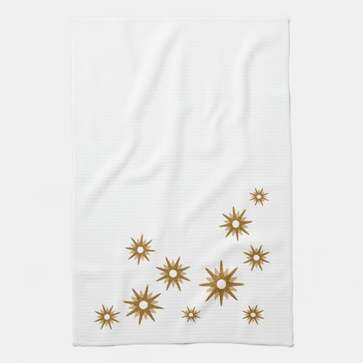 Modernes geometrisches Gold-Sternexplosion-Design Geschirrtuch (Vertikal)