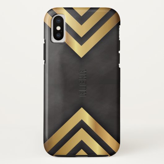 Modernes geometrisches Gold und schwarzer Hintergr Case-Mate iPhone Hülle (Rückseite)