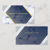 Modernes geometrisches, goldblauer Marmor Visitenkarte (Vorne/Hinten)
