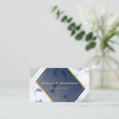 Modernes geometrisches, goldblauer Marmor Visitenkarte (Stehend Vorderseite)