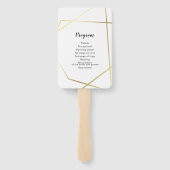 Modernes geometrisches Goldrahmen-Hochzeitsprogram Fächer (Rückseite)