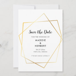 Modernes geometrisches Goldrahmen Save The Date