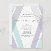 Modernes geometrisches Graduate-Foto für Minze und Einladung (Rückseite)