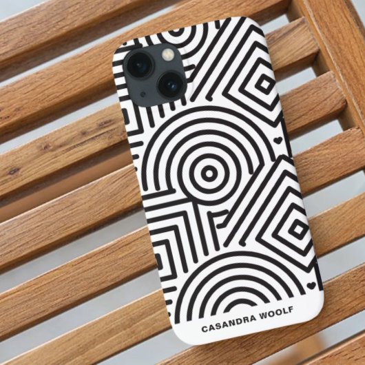 Modernes geometrisches, grau-weißes Muster Case-Mate iPhone Hülle