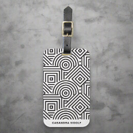 Modernes geometrisches, grau-weißes Muster Gepäckanhänger