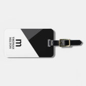 Modernes geometrisches, graues Schwarz Gepäckanhänger (Vorderseite horizontal)