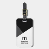 Modernes geometrisches, graues Schwarz Gepäckanhänger (Vorderseite vertikal)