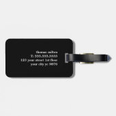 Modernes geometrisches, graues Schwarz Gepäckanhänger (Rückseite horizontal)