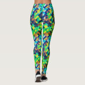 Modernes geometrisches Green Pixel Art Gaming Must Leggings (Rückseite)