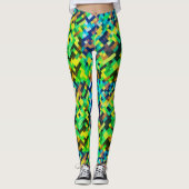 Modernes geometrisches Green Pixel Art Gaming Must Leggings (Vorderseite)
