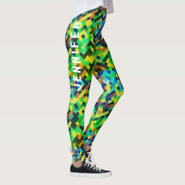 Modernes geometrisches Green Pixel Art Gaming Must Leggings