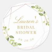 Modernes geometrisches Greenery Brautparty Gefalle Runder Aufkleber (Vorderseite)