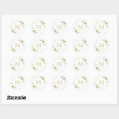 Modernes geometrisches Greenery Wedding Monogram Runder Aufkleber (Blatt)