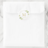 Modernes geometrisches Greenery Wedding Monogram Runder Aufkleber (Tasche)