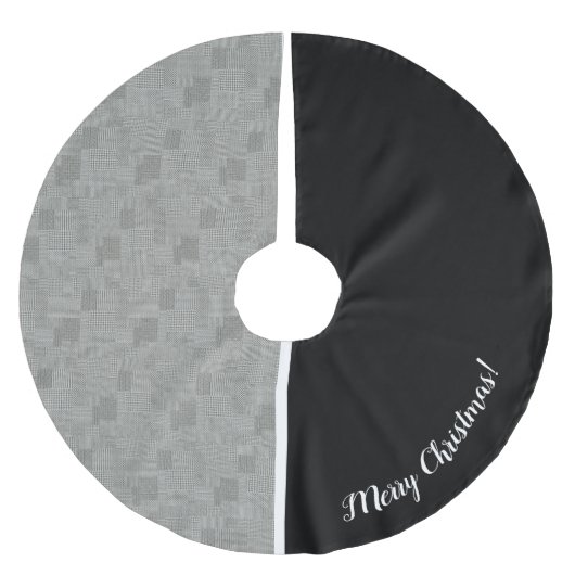 Modernes geometrisches Hahnentrittmuster Muster Sc Polyester Weihnachtsbaumdecke (Vorderseite)