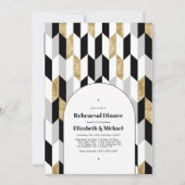 Modernes geometrisches Hochzeitessen Probe Einladung (Vorderseite)