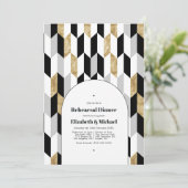 Modernes geometrisches Hochzeitessen Probe Einladung (Stehend Vorderseite)