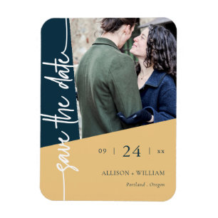 Modernes geometrisches HochzeitsFoto Save the Date Magnet
