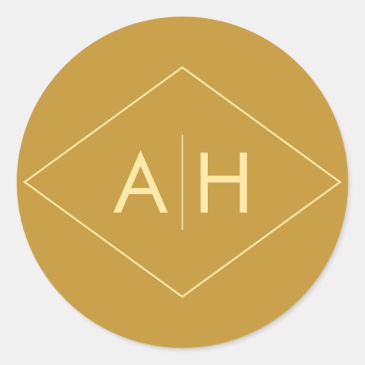 Modernes geometrisches Hochzeitsticker-Siegel in G Runder Aufkleber (Vorderseite)