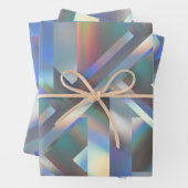 Modernes geometrisches Holografisches Pastel-Rainb Geschenkpapier Set (Beispiel)