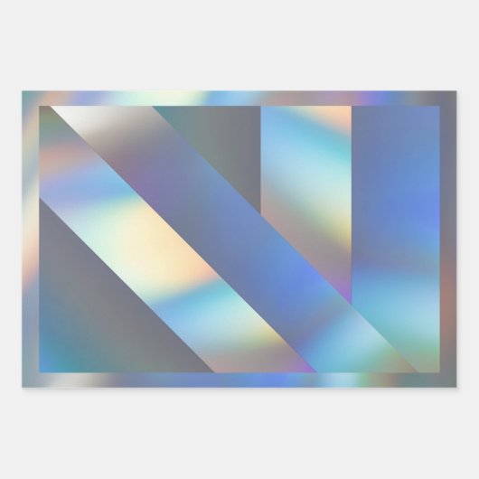 Modernes geometrisches Holografisches Pastel-Rainb Geschenkpapier Set (Vorderseite 3)