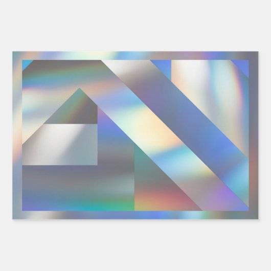 Modernes geometrisches Holografisches Pastel-Rainb Geschenkpapier Set (Vorderseite 2)