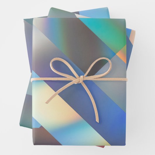 Modernes geometrisches Holografisches Pastel-Rainb Geschenkpapier Set (Beispiel)