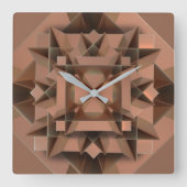 Modernes geometrisches Imitat aus Abstraktem Kupfe Quadratische Wanduhr (Vorderseite)