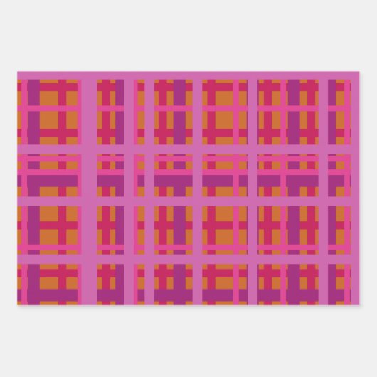 Modernes geometrisches Kariertes Muster in Lila Geschenkpapier Set (Vorderseite)