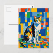 Modernes geometrisches Katzenwerk Postkarte (Vorne/Hinten)