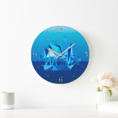Modernes geometrisches Klappschiff, Cobalt Blue Große Wanduhr (Zuhause)