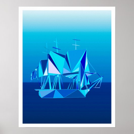 Modernes geometrisches Klappschiff, Cobalt Blue Poster (Vorne)