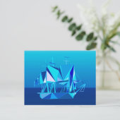 Modernes geometrisches Klappschiff, Cobalt Blue Postkarte (Stehend Vorderseite)