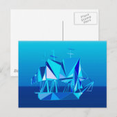 Modernes geometrisches Klappschiff, Cobalt Blue Postkarte (Vorne/Hinten)